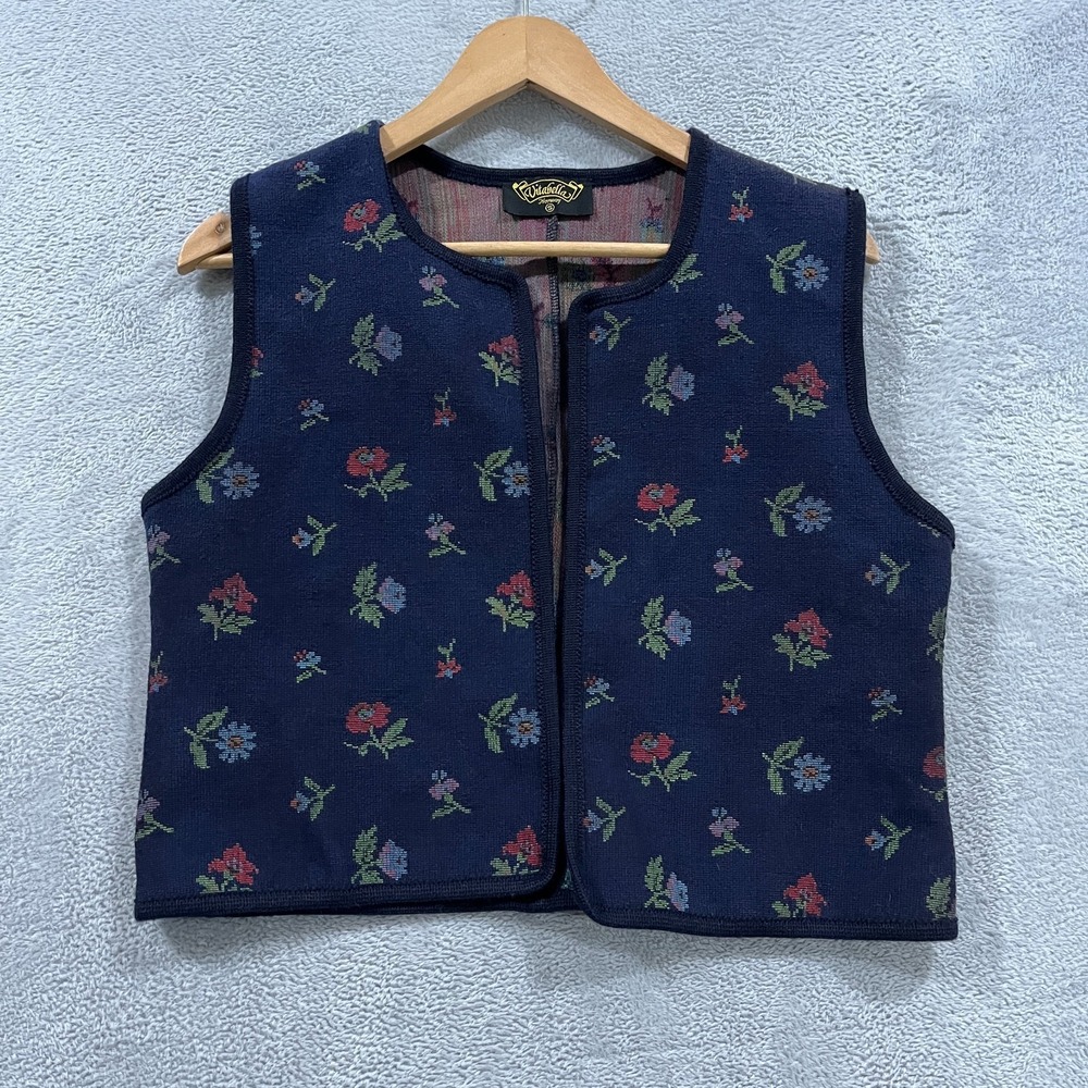 Vitabella Norway Cardigan Women Small Sweater Vintage 90s Floral Open Front Boho